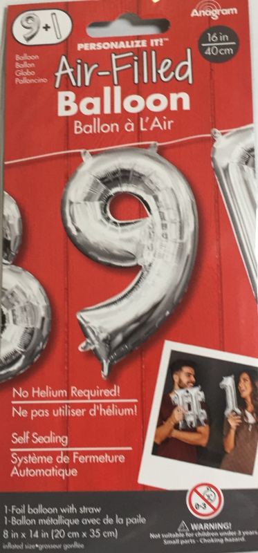 Balónek foliový narozeniny číslo 9 stříbrný 35 cm 